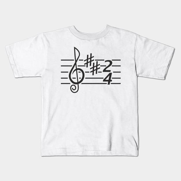 Notes music. Treble clef (black print) Kids T-Shirt by aceofspace